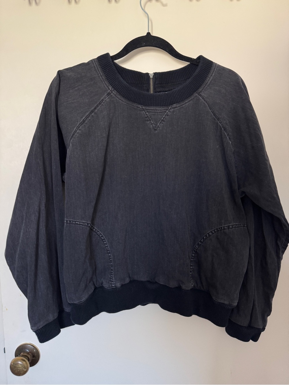 Madewell Washed Black Crewneck Women's Pullover Top size XL (23” ptp)